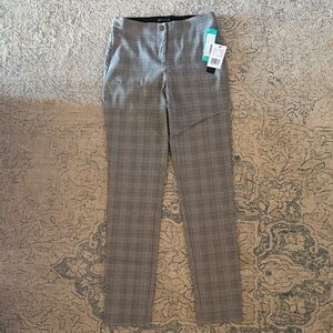 Women's Gray Checkered Straight Leg Pants